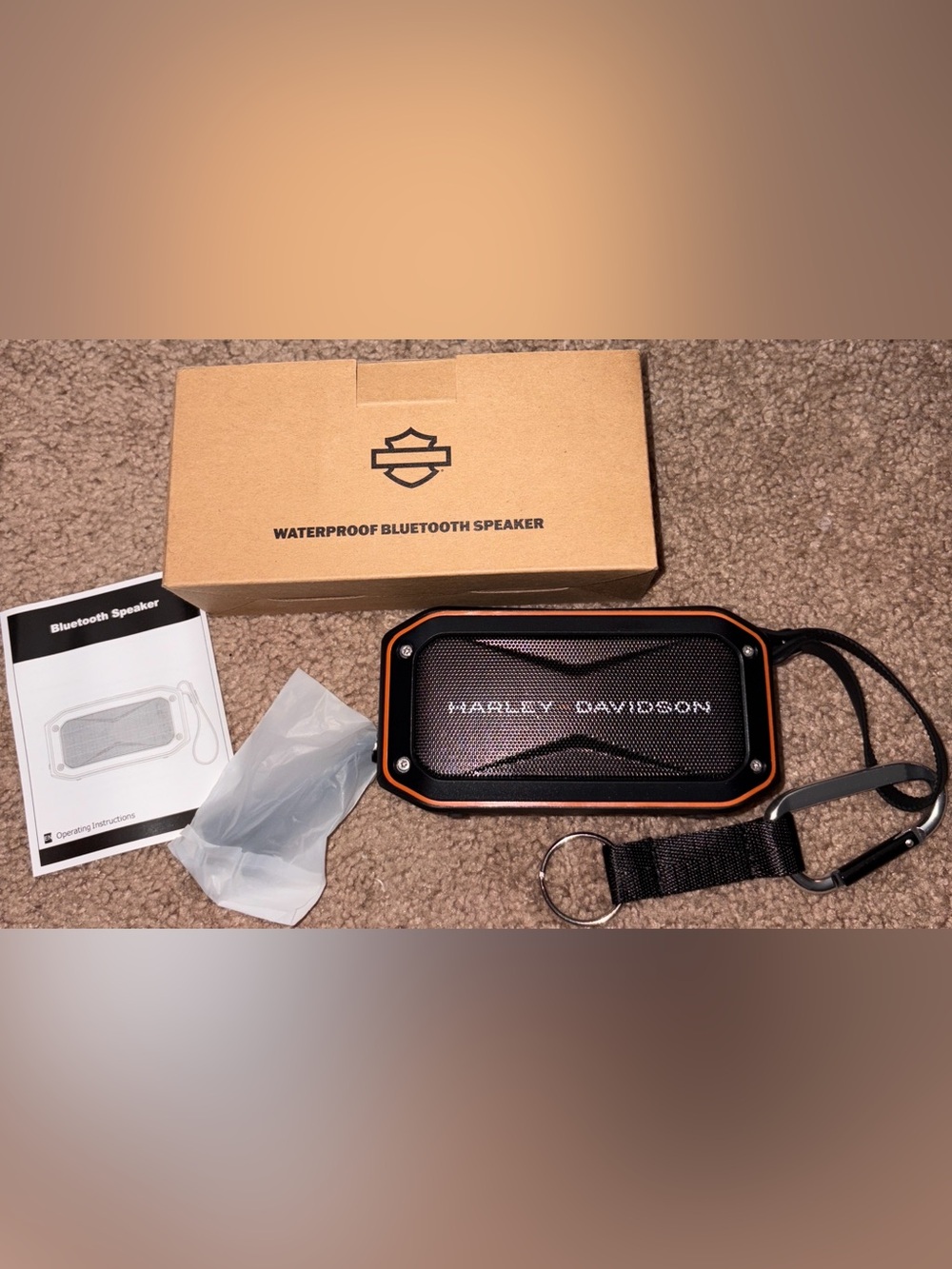 Harley-Davidson Black and Orange Portable waterproof Bluetooth Speaker New